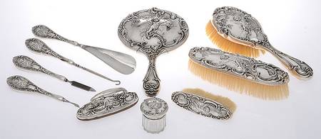 15000 (Sterling, Hollowware) (10 Pc) Dresser Set