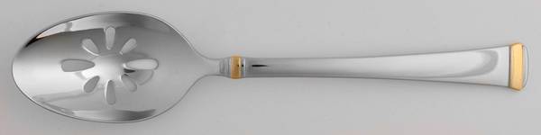Harmony (Gold Accent, Stainless) Pierced Tablespoon (Serving Spoon)
