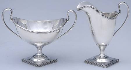 1766 (Sterling, Hollowware) Creamer & Open Sugar Set