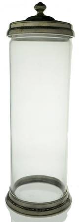 MHX1(Pewter, Hollowware) Large Glass Canister & Metal Lid