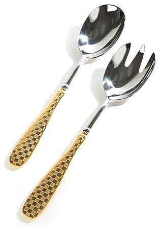 Gold Check (Gold Electroplate) 2 Pc Salad Set with Stainless Bowl