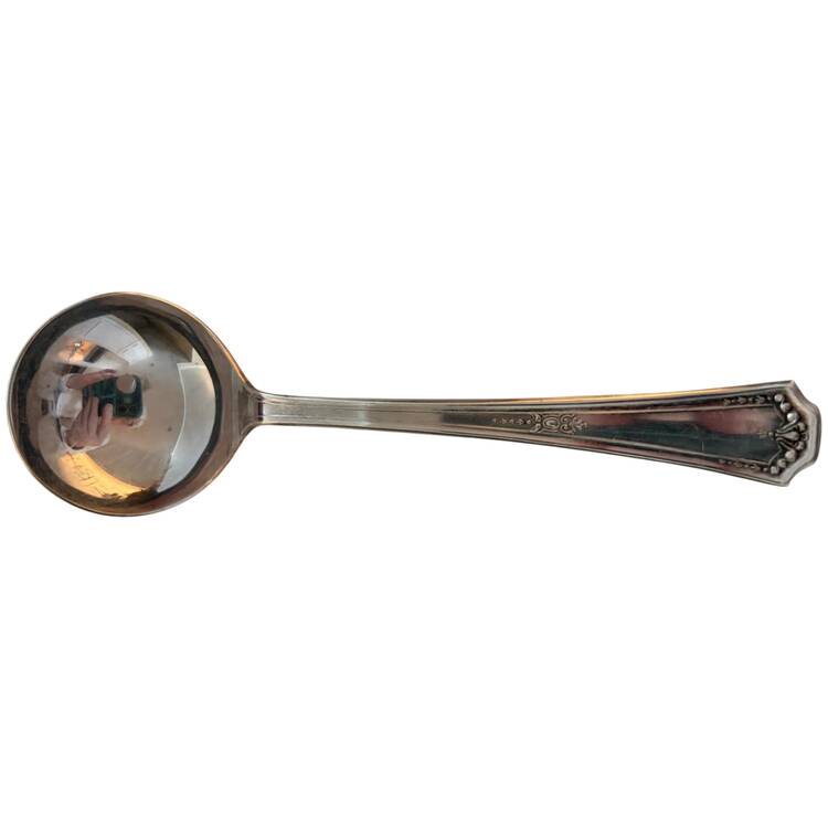 Nine (Silverplate) Round Bowl Soup Spoon (Bouillon) by National Silver Co