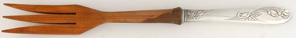 Garden of Roses (Silverplate, 1952) Salad Serving Fork with Wooden Prongs