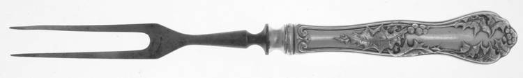 Holly (Silverplate, 1904-1907) Small Steak Carving Fork with Stainless Prongs