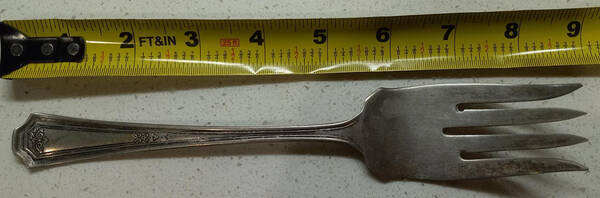 Josephine (Silverplate, 1930) Medium Solid Cold Meat Serving Fork by National Silver Co