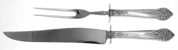 Moss Rose (Silverplate, 1949) Large 2-Piece Roast Carving Set w/Stainless Blade