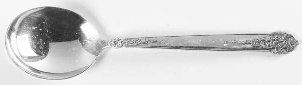 Moss Rose (Silverplate, 1949) Round Bowl Soup Spoon (Gumbo) by National Silver Co