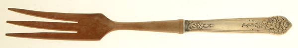 Moss Rose (Silverplate, 1949) Salad Serving Fork with Wooden Prongs
