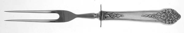 Moss Rose (Silverplate, 1949) Large Stainless-Prong Roast Carving Fork by National Silver Co