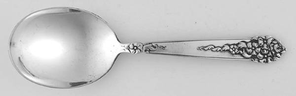 Moss Rose (Silverplate, 1949) Straight Handle Baby Spoon by National Silver Co