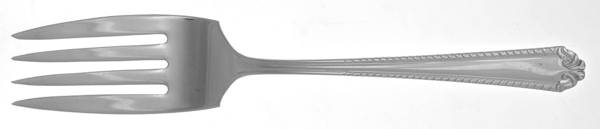 New Gadroon (Silverplate, 1935) Medium Solid Cold Meat Serving Fork by National Silver Co