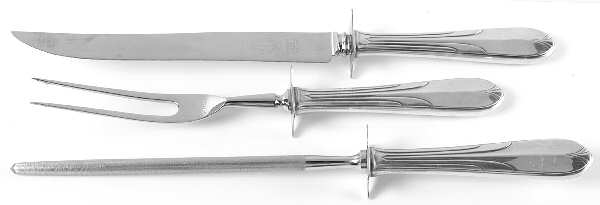 Overture (Sterling, 1936, No Monograms) Large 3-Piece Roast Carving Set w/ Stainless Blade