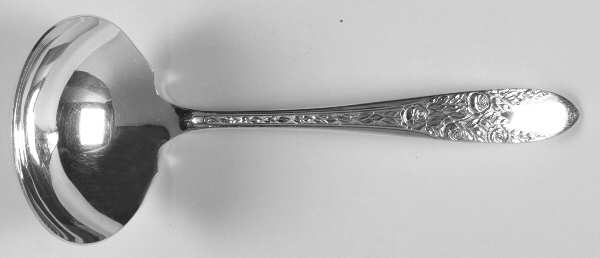 Rose and Leaf (Silverplate, 1937) Solid Gravy Ladle by National Silver Co