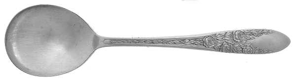 Rose and Leaf (Silverplate, 1937) Round Bowl Soup Spoon (Cream Soup) by National Silver Co
