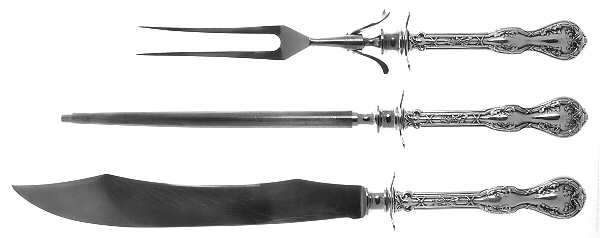 Royal Oak (Silverplate, 1906) Large 3-Piece Roast Carving Set w/ Stainless Blade