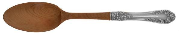 Normandy Rose (Sterling) Salad Serving Spoon with Wooden Bowl