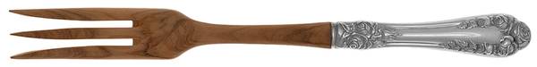 Normandy Rose (Sterling) Salad Serving Fork with Wooden Prongs