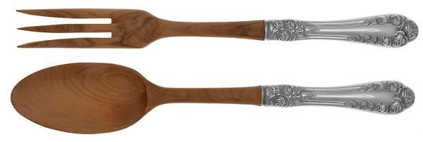 Normandy Rose (Sterling) Wooden Bowl 2-Piece Salad Set