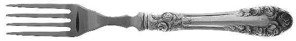 Normandy Rose (Sterling) Individual Hollow Fish Fork, Stainless Tines
