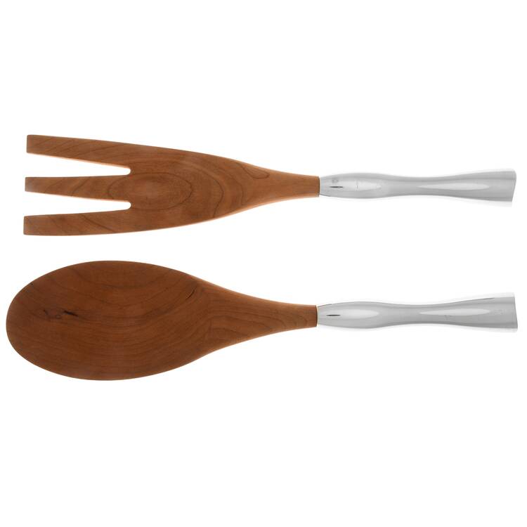 Butterfly (Stainless) Wooden Bowl 2-Piece Salad Set
