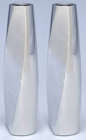 Twist (Hollowware, Metal) Pair of 7" Candlesticks