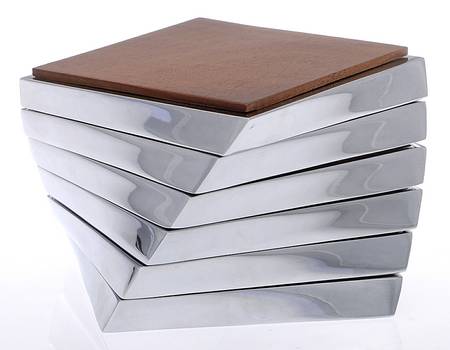 Twist (Hollowware, Metal) Wood on Matal Coaster - Set of 6