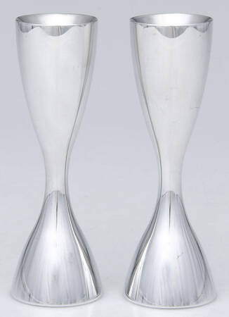Flare (Hollowware, Metal) Pair of 5" Candlesticks