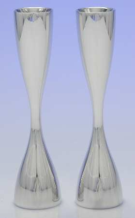 Flare (Hollowware, Metal) Pair of 8" Candlesticks