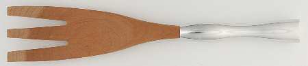 Cherry (Hollowware, Metal) Fork-Salad Serv/Wooden Prongs Oversize