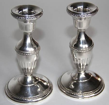 975 (Sterling, Hollowware) Pair of Weighted Candlesticks