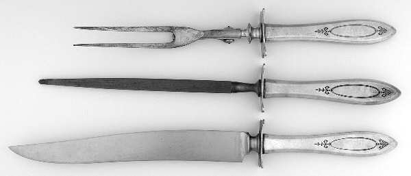 Adam (Silverplate, 1917) Large 3-Piece Roast Carving Set w/ Stainless Blade