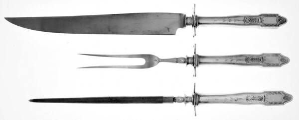Adelphi (Silverplate, 1920) Large 3-Piece Roast Carving Set w/ Stainless Blade