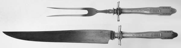 Adelphi (Silverplate, 1920) Large 2-Piece Roast Carving Set w/Stainless Blade