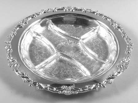 Ascot (Silverplate, Hollowware) 5 Part Relish with Glass Divided Liner