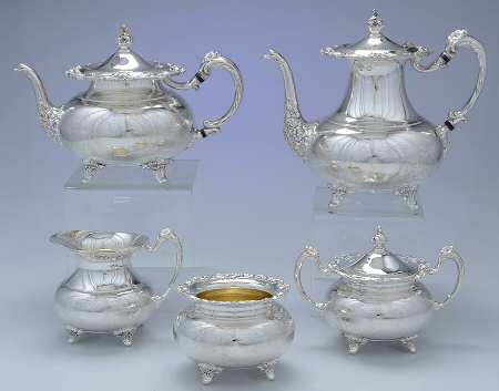 Ascot (Silverplate, Hollowware) 5-Piece Plated Tea Set (with Waste)