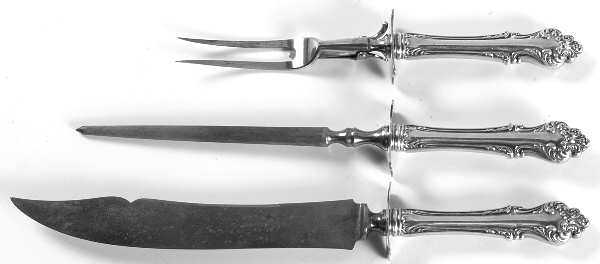Avalon (Silverplate, 1901) Large 3-Piece Roast Carving Set w/ Stainless Blade