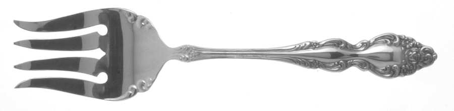 Baroque Rose (Silverplate, 1967, USA) Medium Solid Cold Meat Serving Fork