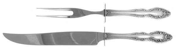 Baroque Rose (Silverplate, 1967, USA) Small Stainless Blade 2-Piece Steak Carving Set