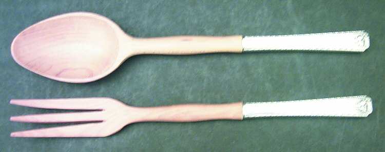 Bordeaux (Silverplate, 1945) Wooden Bowl 2-Piece Salad Set
