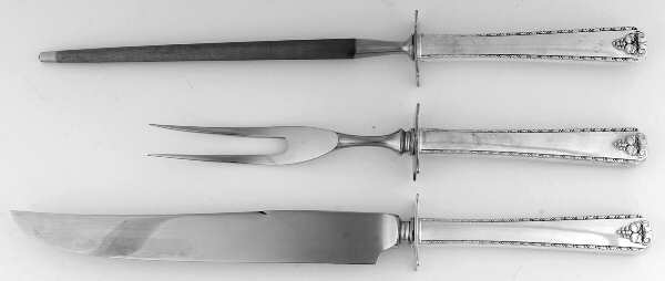 Bordeaux (Silverplate, 1945) Small Steak 3-Piece Carving Set with Stainless Blade