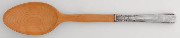 Brookwood-Banbury (Silverplate, 1950) Salad Serving Spoon with Wooden Bowl