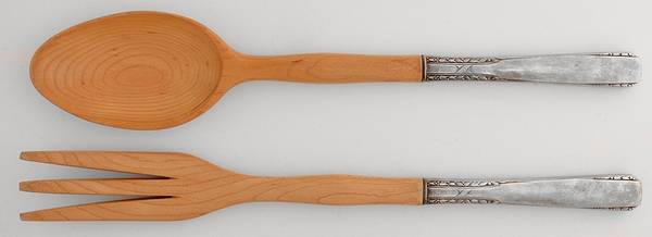 Brookwood-Banbury (Silverplate, 1950) Wooden Bowl 2-Piece Salad Set