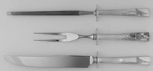 Caprice (Silverplate, 1937) Small Steak 3-Piece Carving Set with Stainless Blade