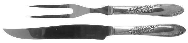 Country Lane (Silverplate, 1954) Small Stainless Blade 2-Piece Steak Carving Set