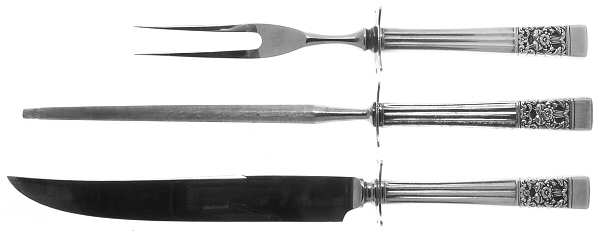 Coronation (Silverplate, 1936, No Mono) Small Steak 3-Piece Carving Set with Stainless Blade