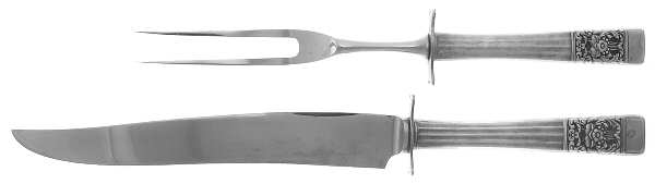 Coronation (Silverplate, 1936, No Mono) Large 2-Piece Roast Carving Set with Stainless Blade