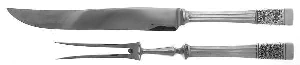Coronation (Silverplate, 1936, No Mono) Large 2-Piece Roast Carving Set w/Stainless Blade