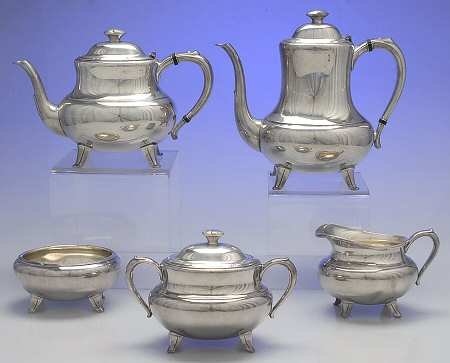 Croydon (Silverplate, Hollowware) 5-Piece Plated Tea Set (with Waste)