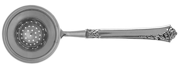 Damask Rose (Sterling, 1946, No Monograms) Tea Strainer Overcup Serving-Stainless Bowl HC
