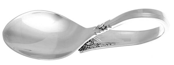 Damask Rose (Sterling, 1946, No Monograms) Baby Spoon with Curved Handle HC